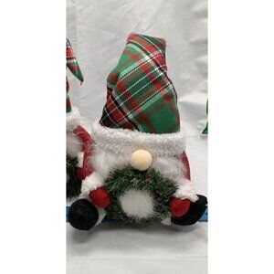 Gnome Christmas Plush Split Leg Seated 13” Red White With Wreath Holiday Decor